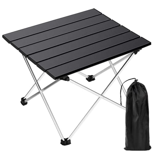 TWZ Campingtisch klein, tragbarer aufrollbarer Klapptisch, 700g kompakter Picknicktisch aus Aluminium mit Aufbewahrungstasche, Schnellmontage in 30s, ideal für Outdoor, Picknick, Grillen, Strand