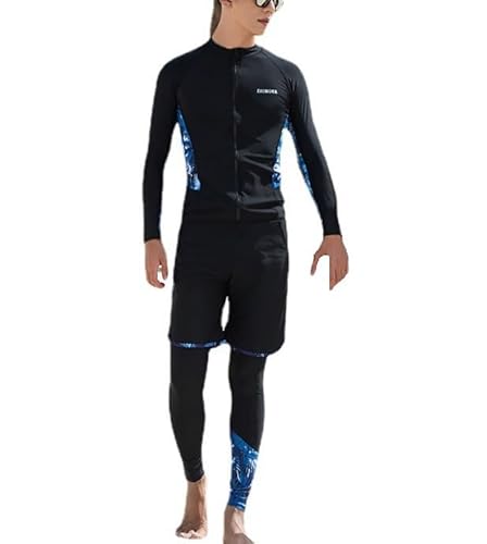 Damen Neoprenanzug, 5 Teiliges Set UV-Schutz Surfanzug, Langarm Sommer Sportlicher Elastischer Tauchanzug, Split-Badeanzug für Surf Schnorchel Kajak