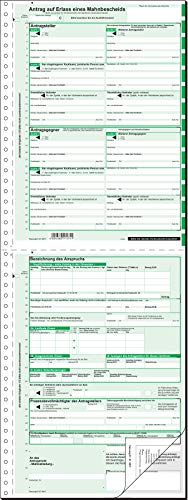 SIGEL MA441/25 Mahnbescheid, 25 Stück, 2 x 2 Blatt, für maschinelle Bearbeitung, selbstdurchschreibend, DIN A4