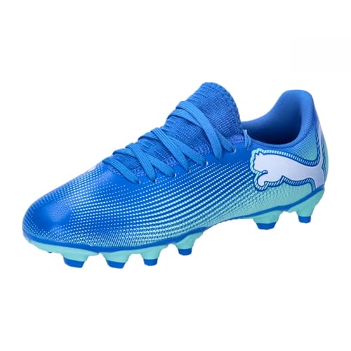 PUMA Future 7 Play FG/AG Jr Soccer Shoe, Hyperlink Blue-Mint White, 37 EU