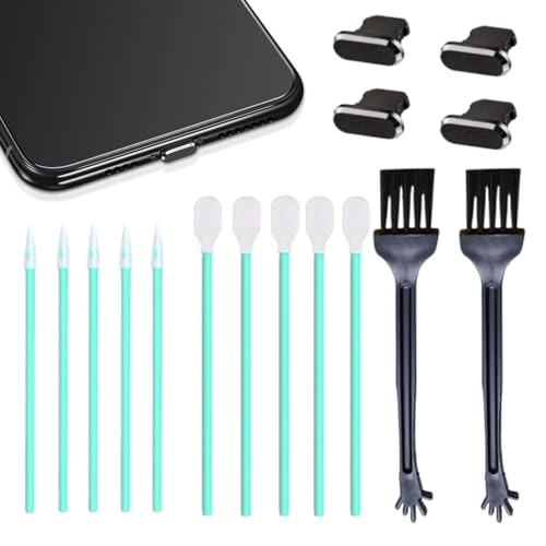 16 Stück Handy Reinigungsset, Professionelles Reinigungsset, Telefon-Lautsprecher-Reinigungswerkzeug, Metall Anti Staub Stecker, Telefon-Ladeanschluss-Reiniger, Telefonhörer Reinigungsbürste