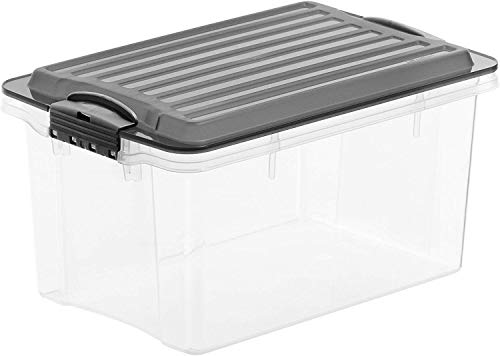 Rotho Compact Aufbewahrungsbox 4.5l mit Deckel, Kunststoff (PP) BPA-frei, grau/transparent, A5/4.5l (27.0 x 18.5 x 15.0 cm)