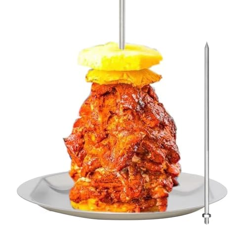 BBQ vertikaler Spieß, vertikaler Fleischspieß aus Edelstahl, brasilianischer Grillgrill -Rack Fleischspucke mit Tropfschale für Ganzhähnchenfisch -Wurststeak