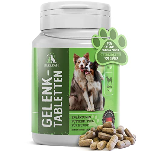 Tierkraft Gelenktabletten für Hunde - Made in Germany - Gelenktabletten Hund mit Grünlippmuschel - Teufelskralle Hund - MSM Hund & Grünlippmuschel Hund - 100 Gelenk- & Knochenschutz Tabletten