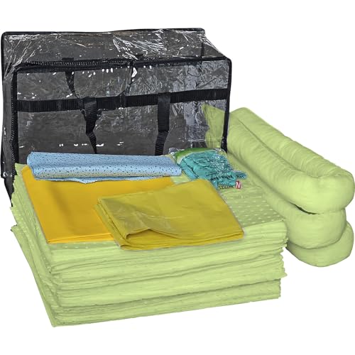 eurokraft | basic | Leckage-Notfallset mit Einweg-Abdichtmatte | Tasche | Abdichtmatte | Vliese | Bindung 50 l | Ausführung Chemikalien | gelb