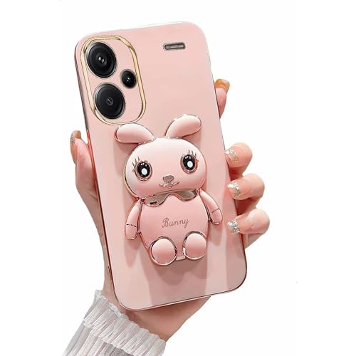 Miagon Kaninchen Ständer Hülle für Xiaomi Redmi Note 13 Pro Plus 5G,Cute Mädchen Dünn Galvanisierte Schutzhülle Weiches Case Bumper mit Hase Halter Kickständer