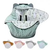 Einschlagdecke Babyschale für Winter und Übergang, Baby Schlafsack Fußsack für Autositz Babydecke Kuschelsack Baumwolle Universal für Kinderwagen und Buggy, für Babys 0-12 Monate, Laub Grün