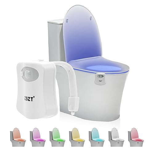 ZSZT LED toilettenlicht, Motion Sensor wc nachtlicht Batteriebetriebenes Toilettenlicht Toilettenbeleuchtung 8 Farben für Badezimmer Hause