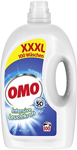 Omo Flüssigwaschmittel für strahlende und hygienische Sauberkeit Intensive Leuchtkraft XXXL mit Leuchtkraft-Booster 100 WL 1 Stück