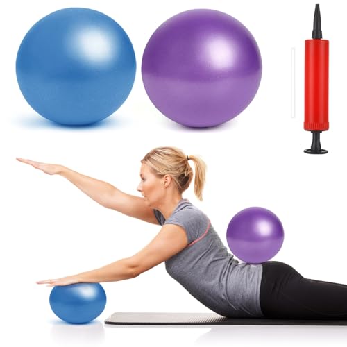 Auidy_6TXD 2 Stück Gymnastikball Klein,25cm Pilates Ball Übung Ball,Soft Rutschfester Gymnastikball mit Aufblasvorrichtung für Yoga, Pilates, Balance, Physiotherapie