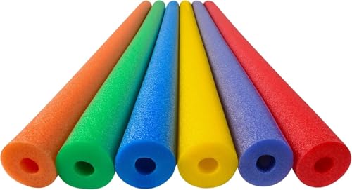6er-Pack Schwimmnudel für Kinder & Erwachsene - Lange Schaumstoff Poolnudel - 6 Farben zur Auswahl - Schwimmhilfe Strand & Wasserspiele - Wasserspielzeug - Wassernudel (type1, 6)