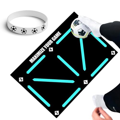 YANINEE 60 × 90cm Fussball Matte Ballkontrolle, Fussballmatte Training Kinder, Fußball Trainingsmatte, rutschfeste Stoßdämpfung Fußballmatte mit Sportarmband