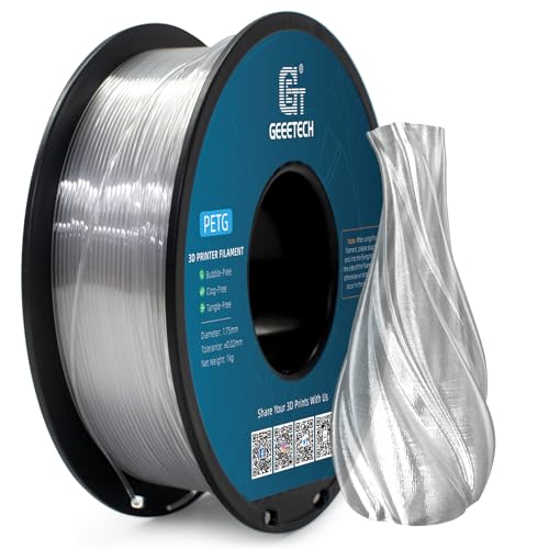 GEEETECH PETG Filament 1.75 mm 1kg Spool für 3D-Drucker, Transparent