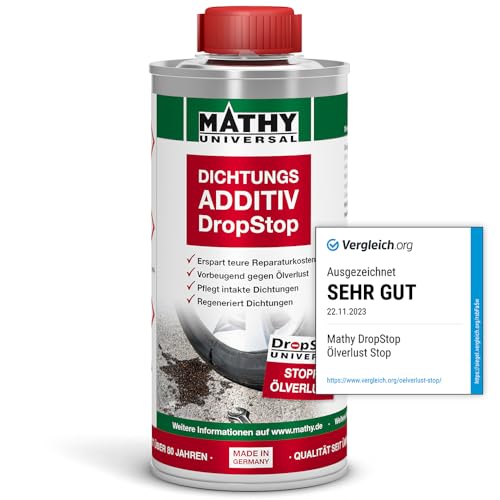 MATHY-DropStop Dichtungs-Additiv (250 ml) - Öl-Additiv stoppt Ölverlust im Motor, Getriebe, Hinterachsen & Servolenkungen - regeneriert Dichtungen