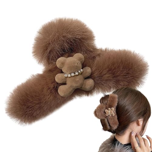 Plüsch-Haarkrallen-Clip – niedliche Tierhaarclips, modische Haarkralle für dickes Haar | Flauschige Haarkralle für elegante Looks, unscharfe Haarschläge