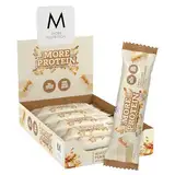 MORE Protein Bar, 10er Box, White Chocolate Peanut Caramel, Protein Riegel ohne Zuckerzusatz