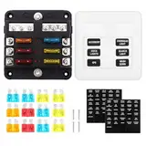 WiMas Sicherungskasten Halter Sicherung Block mit LED Warnleuchte Indikator DC 12-24V Schaltkreise Sicherungskasten für Auto Boot Marine RV Truck (6 Way Fuse Box)