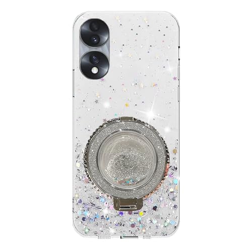 Rnrieyta Miagon Treibsand Ständer Hülle Glitzer für Realme C67,Cute Dünn Crystal Schutzhülle Weiches Bling Transparent Case Bumper mit Flüssig Halter Kickständer