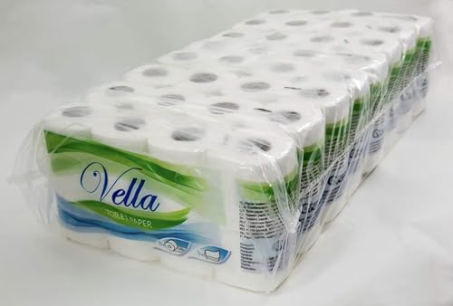 64 Rollen Vella Toilettenpapier, 3-lagig, Zellstoff weiß, 150 Blatt je Rolle