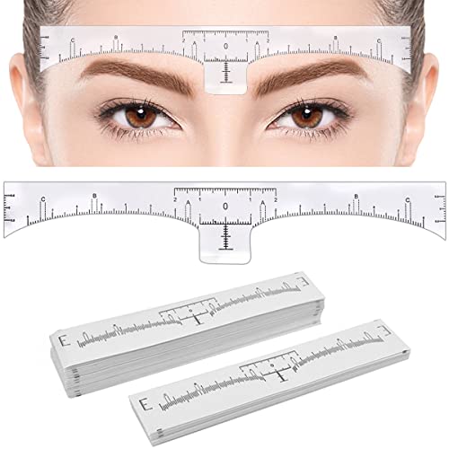 100 Stück Augenbrauen-Lineal, Einweg Augenbrauenlineal, Eyebrow Microblading, selbstklebend, Augenbrauen Aufkleber, Augenbrauen Schablonen-Anleitung