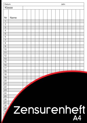 Zensurenheft: Notenheft für Lehrer und Lehrerinnen, Anwesenheitsliste und Notenbuch für Lehrer zur Aufzeichnung der Noten und Lektionen der Schüler der Klasse: Zensurenbuch Din A4 für den Fachlehrer