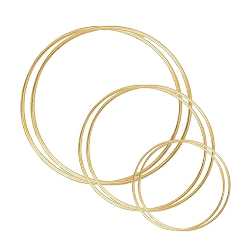 LEMONSTONE Metallringe zum Basteln, 6 Stück Metallring,10cm/15cm/20cm Metallringe, Traumfänger Basteln, Dekoring Gold für DIY Floral Hoop, Hochzeitskranz, Wandbehang, Floristik