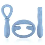 Sensory Silikon Kauen Werkzeuge für ADHS, Zahnen, Autismus - 3er Pack - Nägel kauen stop - Kauschlauch Logopädie (LichtHimmelblau)