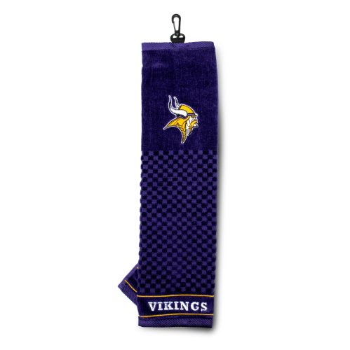 Team Golf NFL Minnesota Vikings Besticktes Golf-Handtuch, Besticktes Golf-Handtuch, Kariertes Scrubber-Design, gesticktes Logo