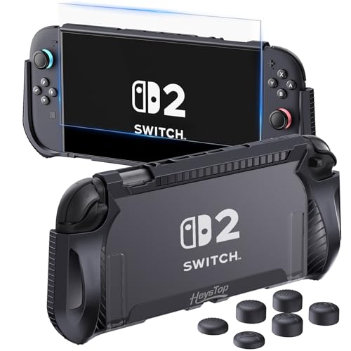 HEYSTOP Switch 2 Hülle für Nintendo Switch 2, Dockable Hülle TPU Schutzhülle für Switch 2 Konsole Zubehör Griffe Hülle mit Daumenkappen für Nintendo Switch 2 Modell