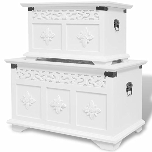 ShGaxin Aufbewahrungskasten Set 2 Stück, Spielzeug Baul, Stauraum im Schlafzimmer, Truhenschrank, Sitztruhe, Aufbewahrungsbox, Weiß