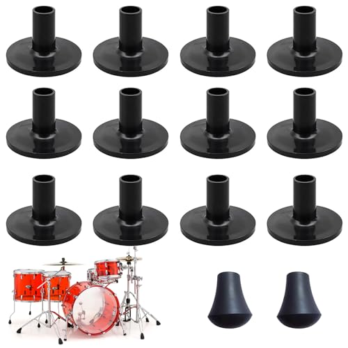 Beckenhüllen für Trommelbeckenständer,12pcs Beckenständerhülsen,Ersatz für Shelf Drum Kit,Kunststoff-Beckenhüllen Filz Hi-Hat-Becher,Trommel Beckenständer Zubehör für Schlagzeug Percussion Instrument