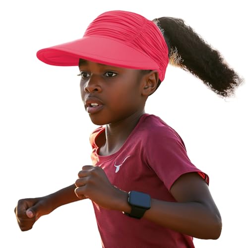 YAMEE Visoren für Mädchen Sommer Schnelltrocknend,Strandhut Kinder Leichter Verstellbarer,Kinder Visor Cap mit Leeres Top-Design,Sonnenhut für Mädchen mit Breiter Krempe,Sonnenvisier Sport Cap