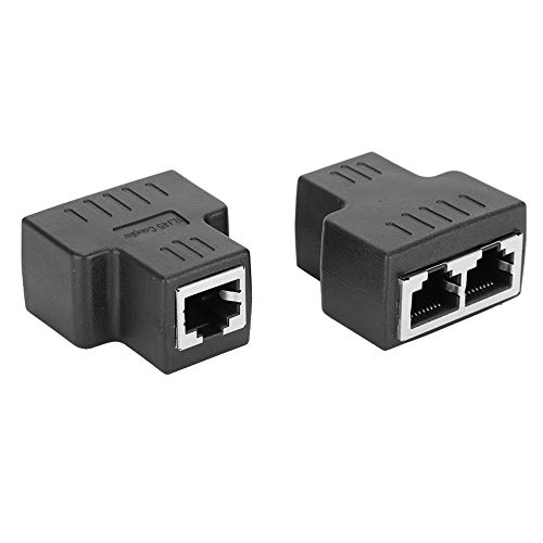 LAN Splitter 1 auf 2, RJ45 Splitter Adapter Ethernet Kabeladapter RJ45 Buchse LAN Splitter für ADSL, Hubs, Switches, Fernsehern usw (schwarz)