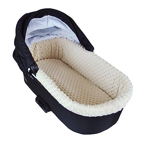 BABYLUX Nestchen für Kinderwagen Stubenwagen BABYWANNE + Matratze 2 Tlg Set Doppelseitig (W16 - Ecru + Africa Tiere)