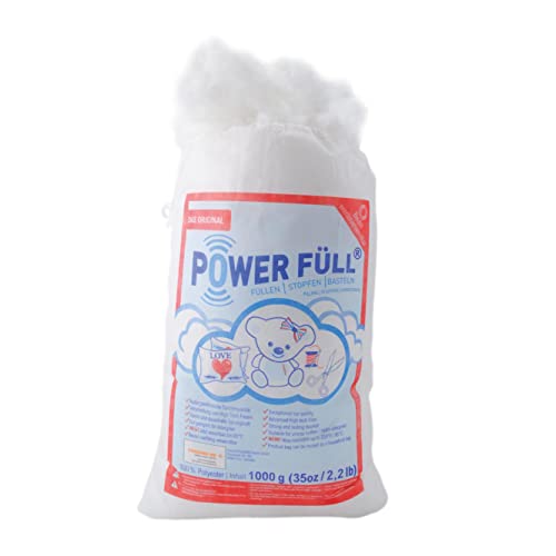 Füllwatte Power Füll 1kg Ökotex antiallergisch waschbar 95°C hochflauschig Kissenfüllung Bastelwatte Füllmaterial Stopfmaterial, aus Polyester Hohlfaser, Weiß