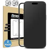 Mothca Matt Panzer Schutz Glas für iPhone 15 pro (2+2 Stück) 6,1 Zoll, 2x Matt Schutzfolie und 2x Kameraschutz, 2.5D Displayschutzfolie, Blendschutz, Anti-Fingerabdruck