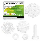 Pzsmocn 150 Stück / 50 Sätze M6 Weißem Nylon Schrauben und Muttern Kit mit Nylon Unterlegscheiben. M6 * 20 mm Kunststoff-Nylon-Sechskantschrauben, Isolierscheibe und M6-Sechskantmutter-Kit.