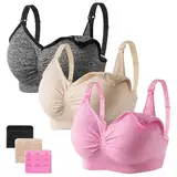 HBselect 3 Pcs Schwangerschafts Still BH Nahtloser Still-BH mit zusätzlichen BH-Verlängerungen Stillen und Schlaf Ohne Bügel für Damen