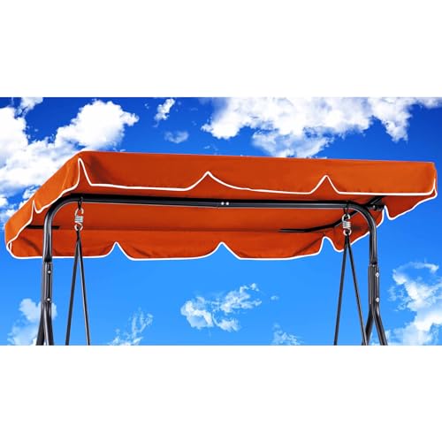 Hollywoodschaukel Dachbezug 210 x145 cm Wasserdicht,Hollywood Swing Ersatzdach Winddicht, Dauerhaft Hollywoodschaukel Ersatzdach Reißfest , Polyestertuch Anti-UV Staubdicht (210*145cm,Orange)