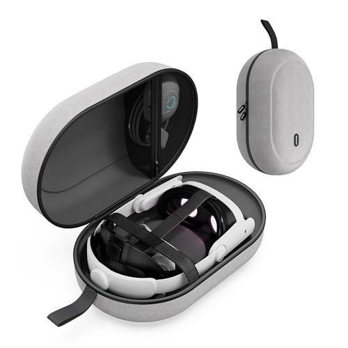 Syntech Groß Tragetasche Kompatibel mit Oculus/Meta Quest 3, Quest2/Pro Zubehör PICO4 VR Headset mit Elite Strap, Touch Controllern und anderem , Hohe Kapazität für Lagerung und Reisen(Grau)