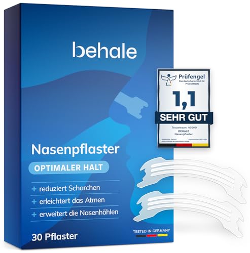 Behale - 30x Nasenpflaster Schnarchen - Dermatologisch getestet I Nose Strips for sleeping I Anti Schnarch Unterstützung I Schnarchstopper dank besserem Atmen