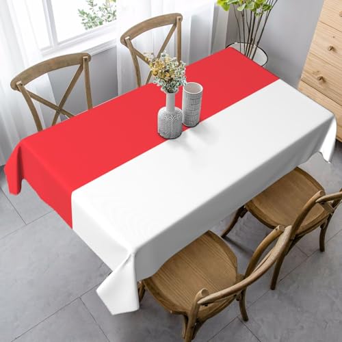 XZDAL Elegante und langlebige Tischdecke mit indonesischer Flagge, rechteckig, für Abendessen, Brunch, Hochzeiten und mehr, 89 x 140 cm