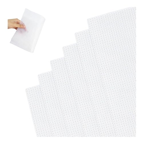 Ceihwa 6pcs Plastic Canvas Sheets Weiß Mesh Plastikgitter für Taschen Lochplatte Kunststoffgittergewebe Kunststoff Kreuzstich Stramin zum Sticken Canvas Cross Stitch Meshstoff Leinwand zum Knüpfen