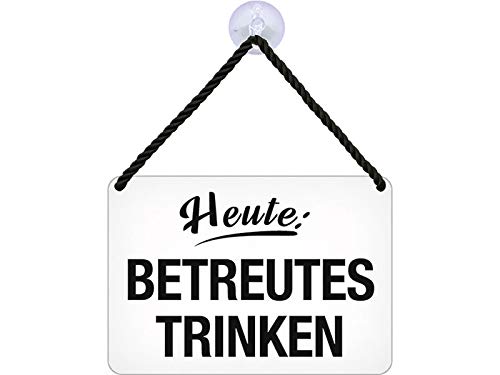 Blechwarenfabrik Braunschweig Kultschild Heute: Betreutes Trinken aus Blech Mehrfarbig, Maße: 16,5cm x 11,5cm x 0,6cm, KH033