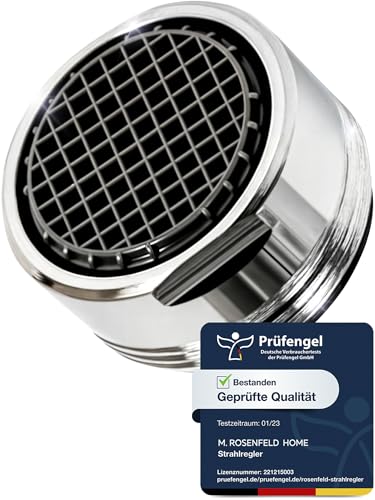 Strahlregler Wasserhahn Aufsatz Küche & Bad M24 Wassersparen 5 l/min - High Tech Anti Kalk Wasserhahn Sieb mit Kugelförmige Filter - Luftsprudler aus Verchromten Messing