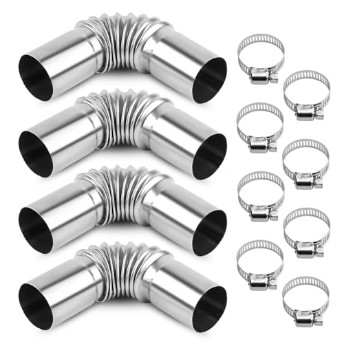 4 Stück 25MM Edelstahl Abgasrohr Winkelverbinder, Standheizung Abgasrohr Zubehör, Edelstahl Standheizung Autoheizung Auspuffrohr mit 8 Edelstahlklammern für Diesel Heizung