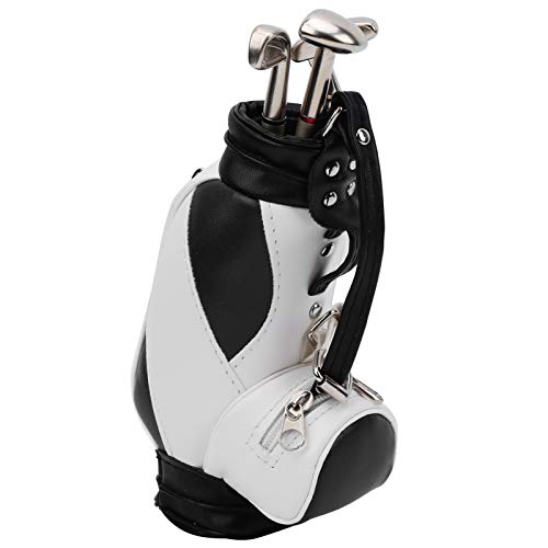 Minigolf-Schreibtischdekoration, Minigolf-Stifthalter mit Stift für Schreibtischdekoration, Geschenk für Golfer-Freunde-Fans (Schwarz und weiß)