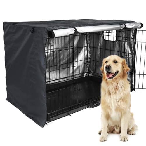 Hundekäfigabdeckung, 48x30x33in Hundekaefig Abdeckung für Hundehütten Langlebig Winddicht Wasserdichter Hundebox Abdeckung Faltbar Hundekäfig Hunde-Zubehör für den Innen- und Außenbereich