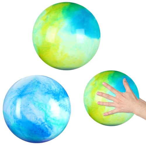 2 Stück Bouncy Kickball, PVC Kinder Spielball, Strandball, PVC Bouncy Kickball, Mehrfarbig Regenbogen Ball, Schwimmball Spielzeug Beachball, für Kinder Drinnen und Draußen (B)