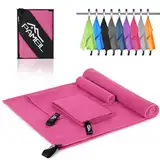 Pameil Mikrofaser Handtuch 3er Set (160x80cm Groß Badetuch +2 Stück 80x40cm Klein Handtuch), Reisehandtuch Schnelltrocknend Microfaser Handtücher für Fitness Sauna